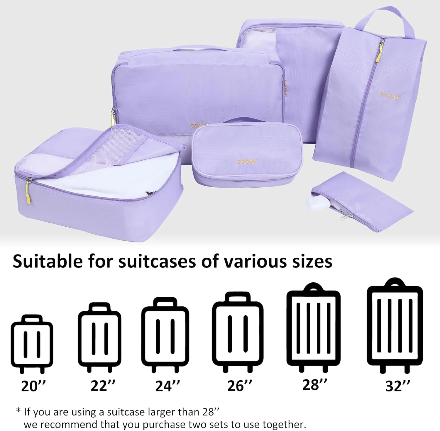 COVAX Packing Cubes for Suitcases, 5 Set Travel Luggage Organizer Bags and Storage Packing Cubes for Women Men, Purple