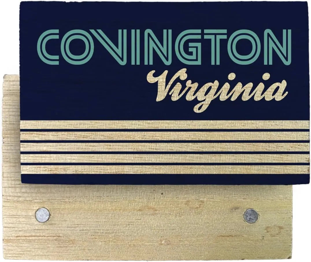 Covington Virginia Souvenir Wooden 2" x 3" Fridge Magnet Retro Design 4 Pack