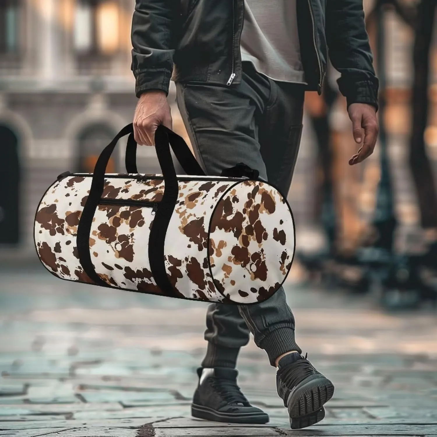 Cow Travel Duffle Bag, Weekender Travel Bag Small Gym Bag for Women, Hospital Bag for Labor and Delivery, Overnight Bag Luggage Bag, Airplane Travel Essentials for Flying