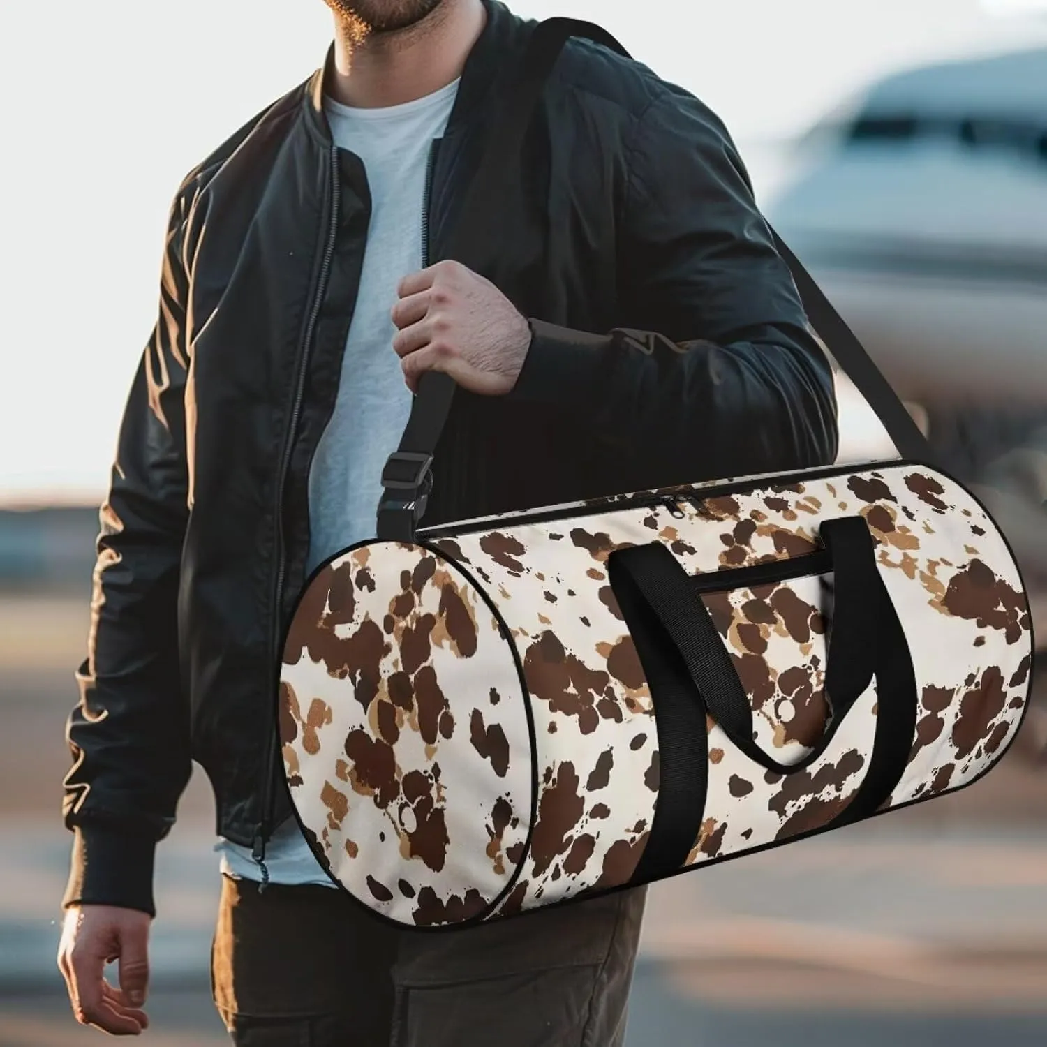 Cow Travel Duffle Bag, Weekender Travel Bag Small Gym Bag for Women, Hospital Bag for Labor and Delivery, Overnight Bag Luggage Bag, Airplane Travel Essentials for Flying