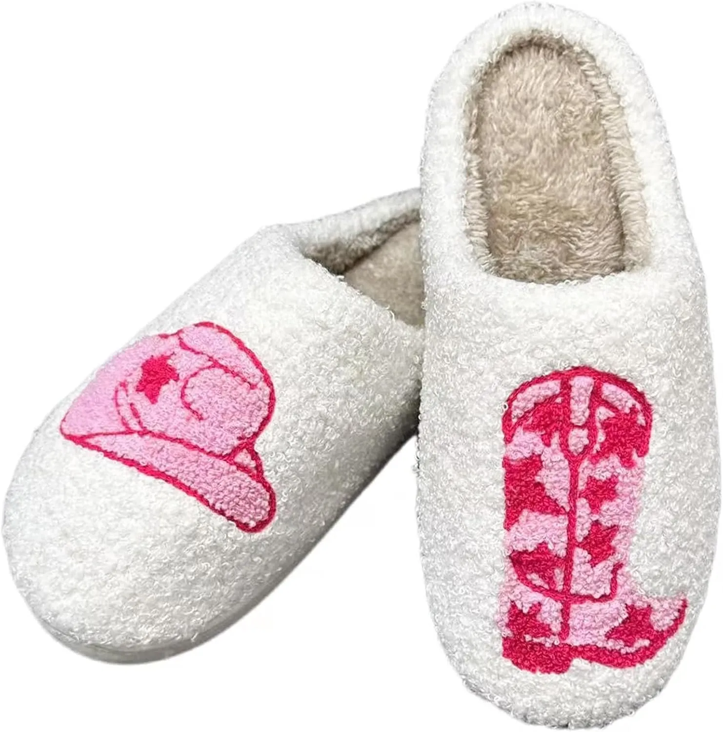 Cowboy Boot And Cowgirl Hat Slippers For Women Men Cute Strawberry Slippers Cozy Couple Indoor Outdoor House Slippers