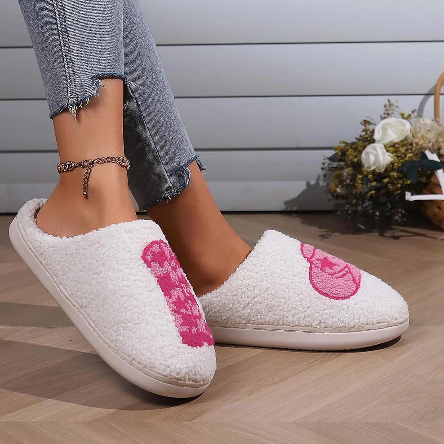 Cowboy Boot And Cowgirl Hat Slippers For Women Men Cute Strawberry Slippers Cozy Couple Indoor Outdoor House Slippers
