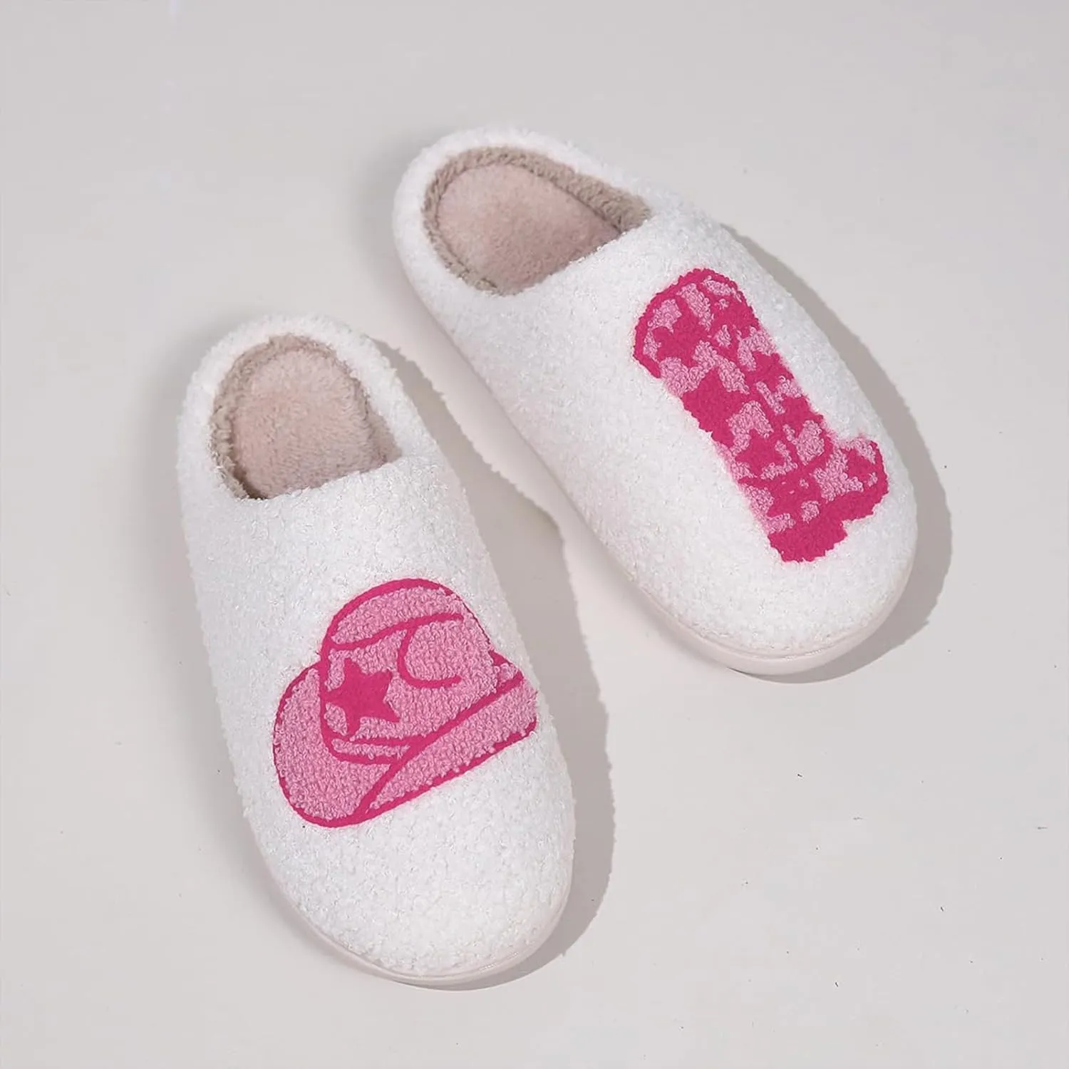 Cowboy Boot And Cowgirl Hat Slippers For Women Men Cute Strawberry Slippers Cozy Couple Indoor Outdoor House Slippers