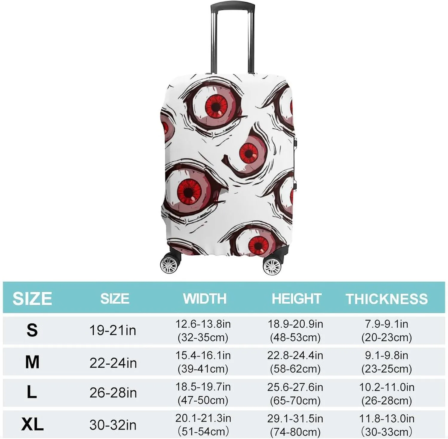 Crazy Scary Eyeballs Protective Luggage Case Washable Suitcase Cover Travel Bag Protector