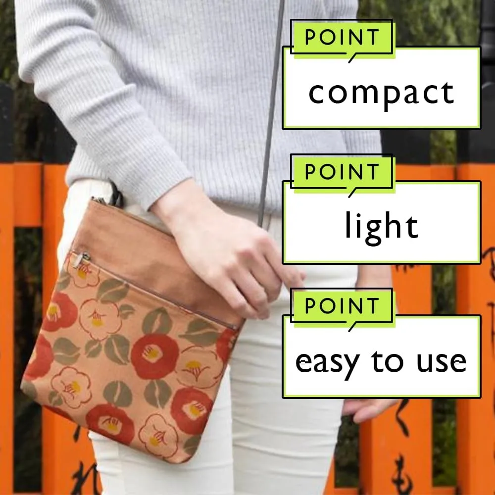 Crearekiki Made in Japan Shoulder Bag for Women Lightweight Persimmon Shibu Dyed 2 Zipper Pochette Birthday Present KS-111us