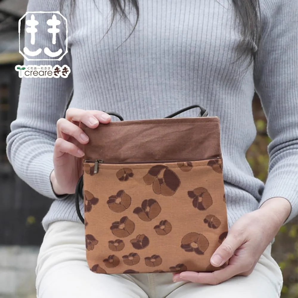 Crearekiki Made in Japan Shoulder Bag for Women Lightweight Persimmon Shibu Dyed 2 Zipper Pochette Birthday Present KS-111us