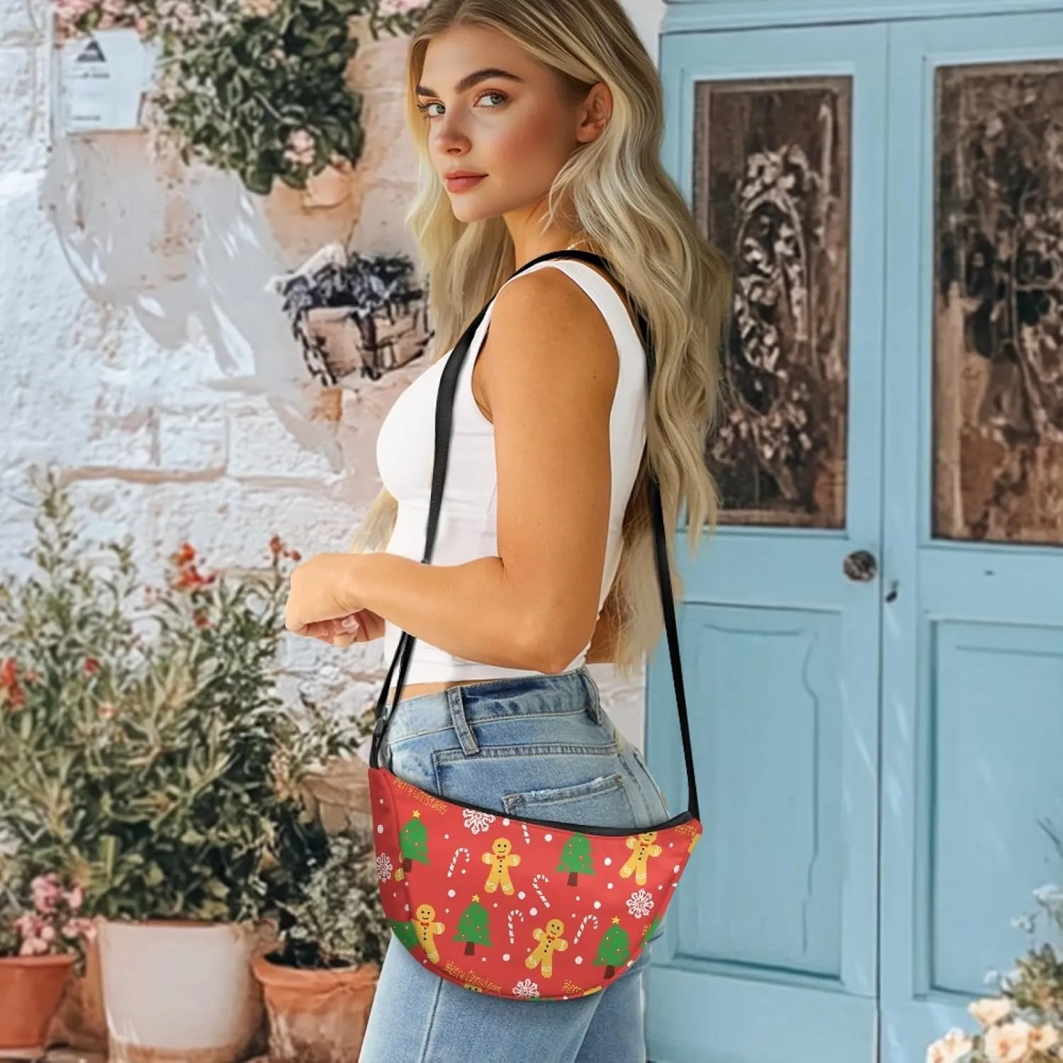 Crescent Shoulder Bags with Inside Pockets for Ladies Men Daily Use