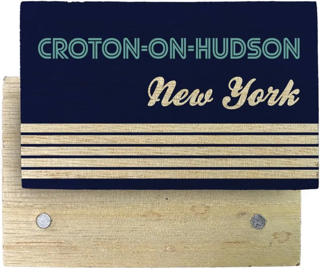 Croton-On-Hudson New York Souvenir Wooden 2" x 3" Fridge Magnet Retro Design 4 Pack