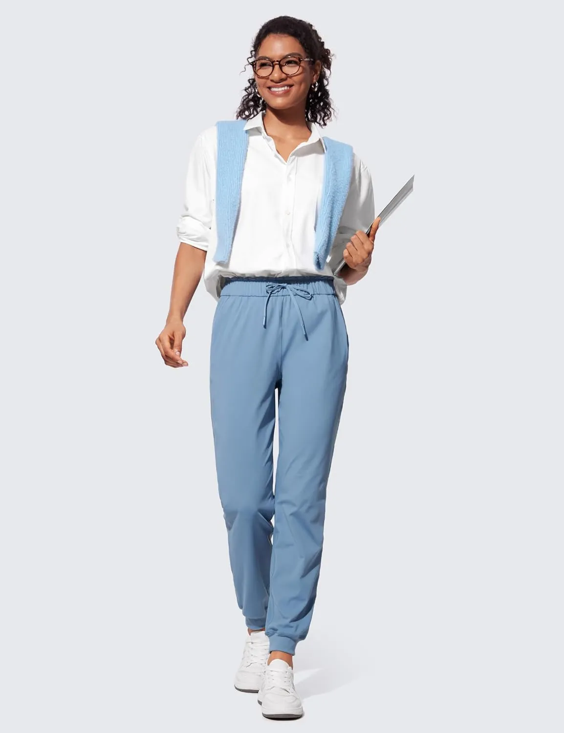 CRZ YOGA 4-Way Stretch High Waisted Joggers for Women Casual Dress Work Workout Pants Pockets