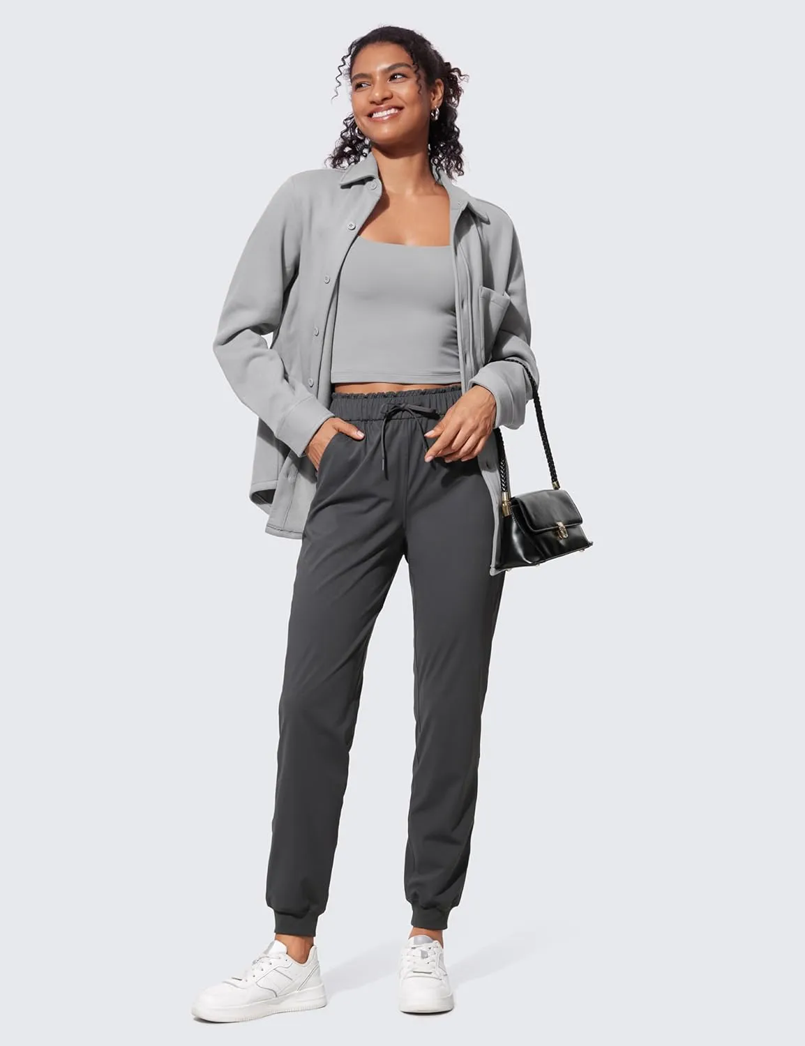 CRZ YOGA 4-Way Stretch High Waisted Joggers for Women Casual Dress Work Workout Pants Pockets