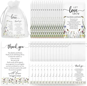 Ctosree 100 Set Wedding Favors for Guests Bulk Include 100 Pcs Self Adhesive Seed Packets Kraft Paper Seed Envelopes Let Love Grow Cards and Organza Gift Bags for Bridal Shower (Retro)