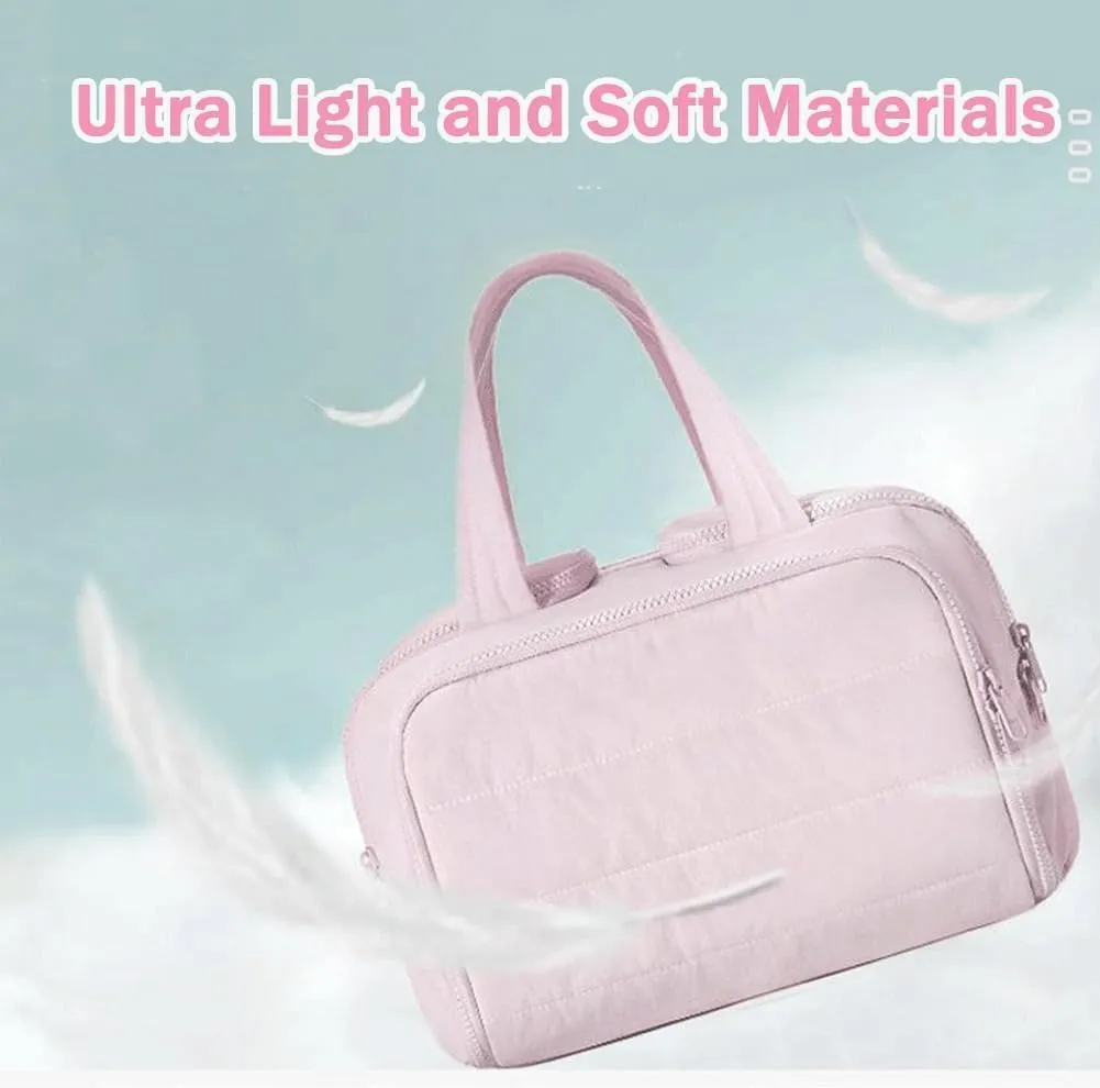 Cureaway Travel Cosmetic Bag, Cureaway Large Capacity Wide-Open Travel Cosmetic Bag, Waterproof Portable Pouch Open Flat Toiletry Bags, for Toiletries Storage (Pink)