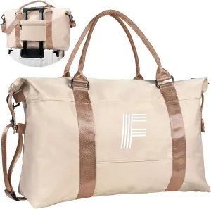 Customized Gifts for Women, Gifts for Mom, Initial Travel Duffel Bag, Gym Bag, Personalized Weekender Bag, Monogram Overnight Bag, Niece Gifts Grad Gifts for Her (Letter F)