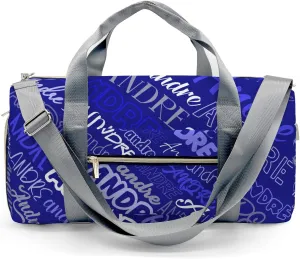 Customized Travel Duffel Bag with Name Dark Blue Personalized Sports Gym Bag Waterproof Weekend Luggage Bag
