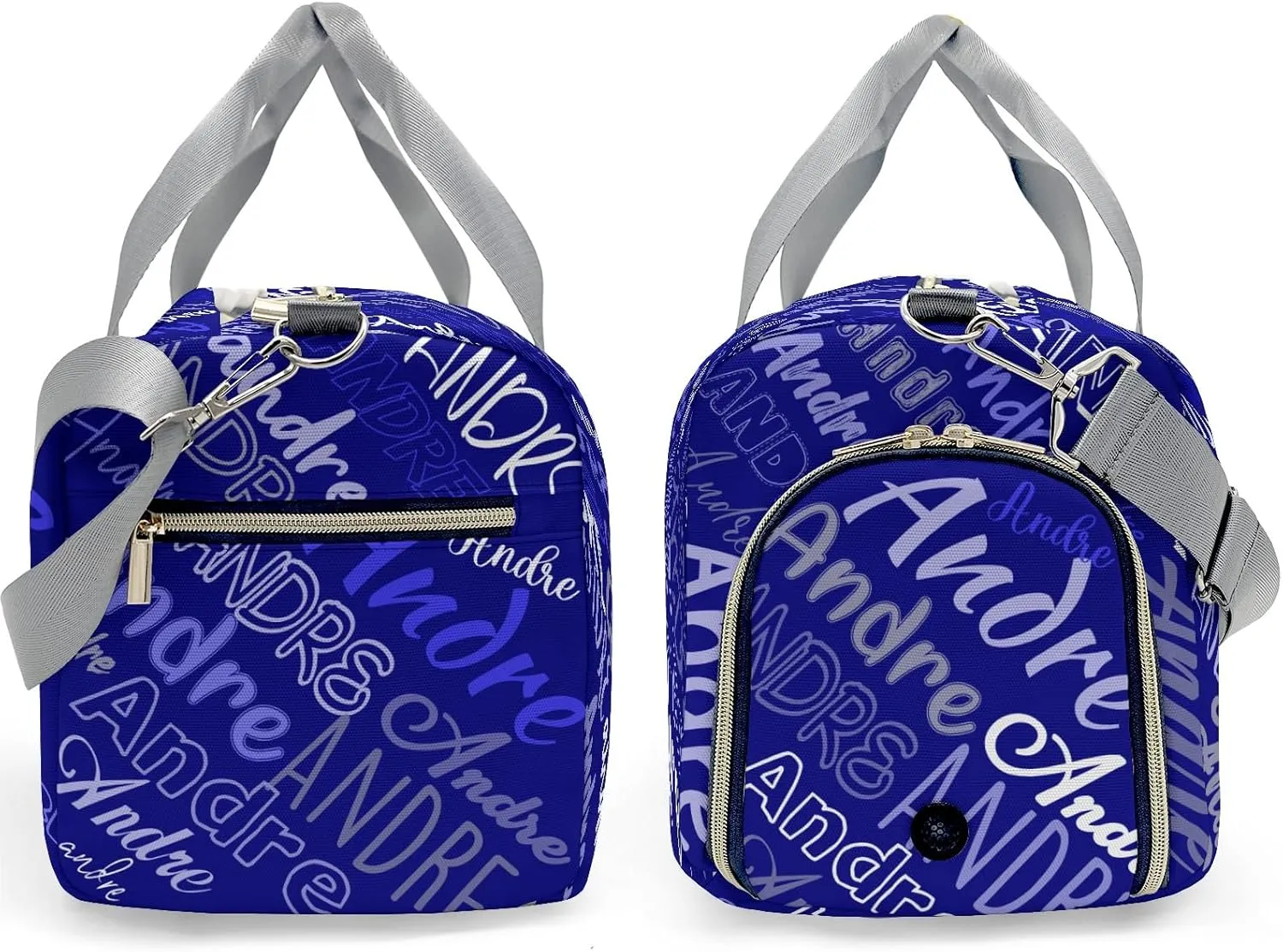 Customized Travel Duffel Bag with Name Dark Blue Personalized Sports Gym Bag Waterproof Weekend Luggage Bag