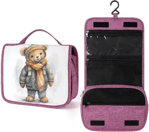 Cute Bear Travel Toiletry Bag for Women,Hanging Toiletry Organizer with Hook, Makeup Bag Travel Organizer for Shampoo,Toiletriesl
