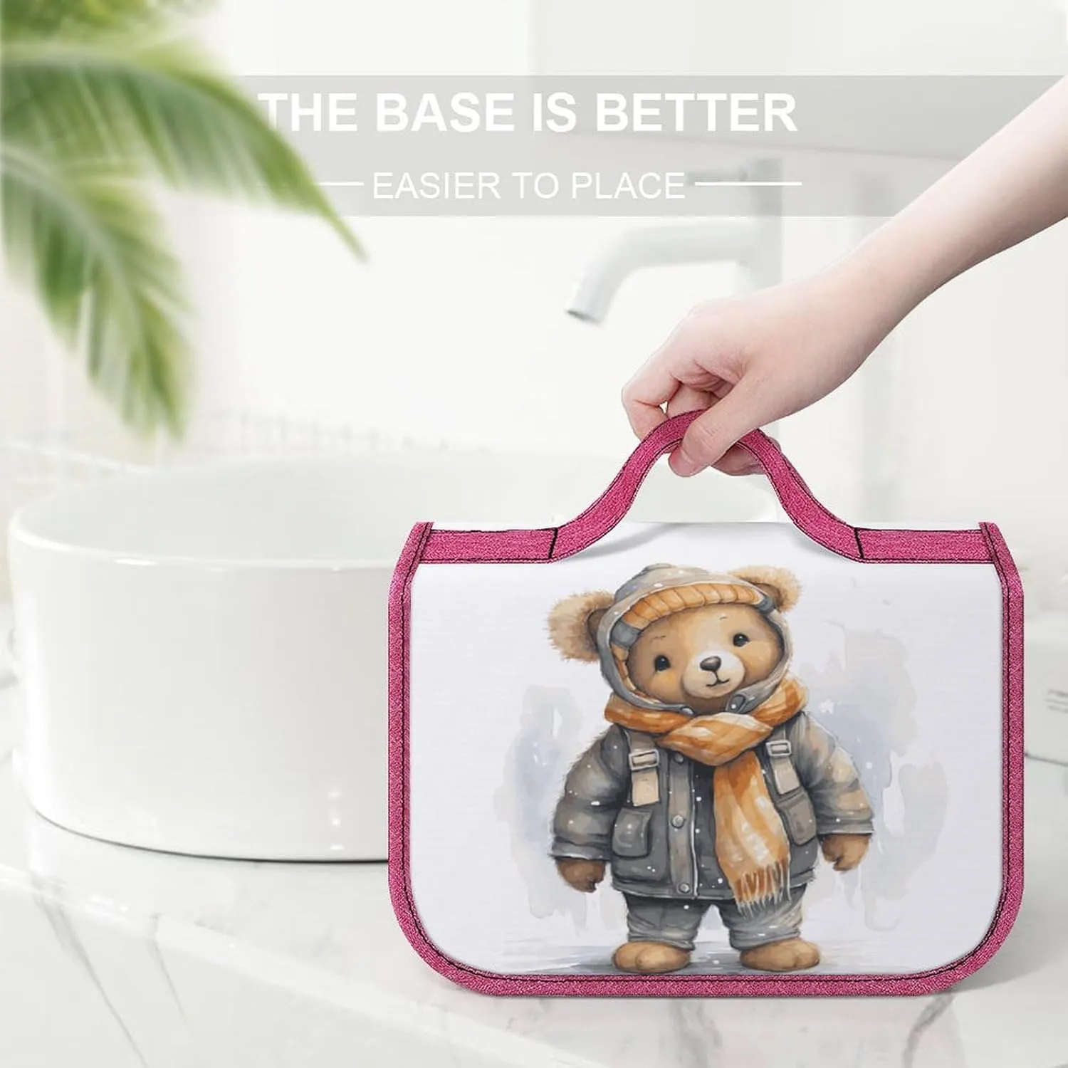 Cute Bear Travel Toiletry Bag for Women,Hanging Toiletry Organizer with Hook, Makeup Bag Travel Organizer for Shampoo,Toiletriesl