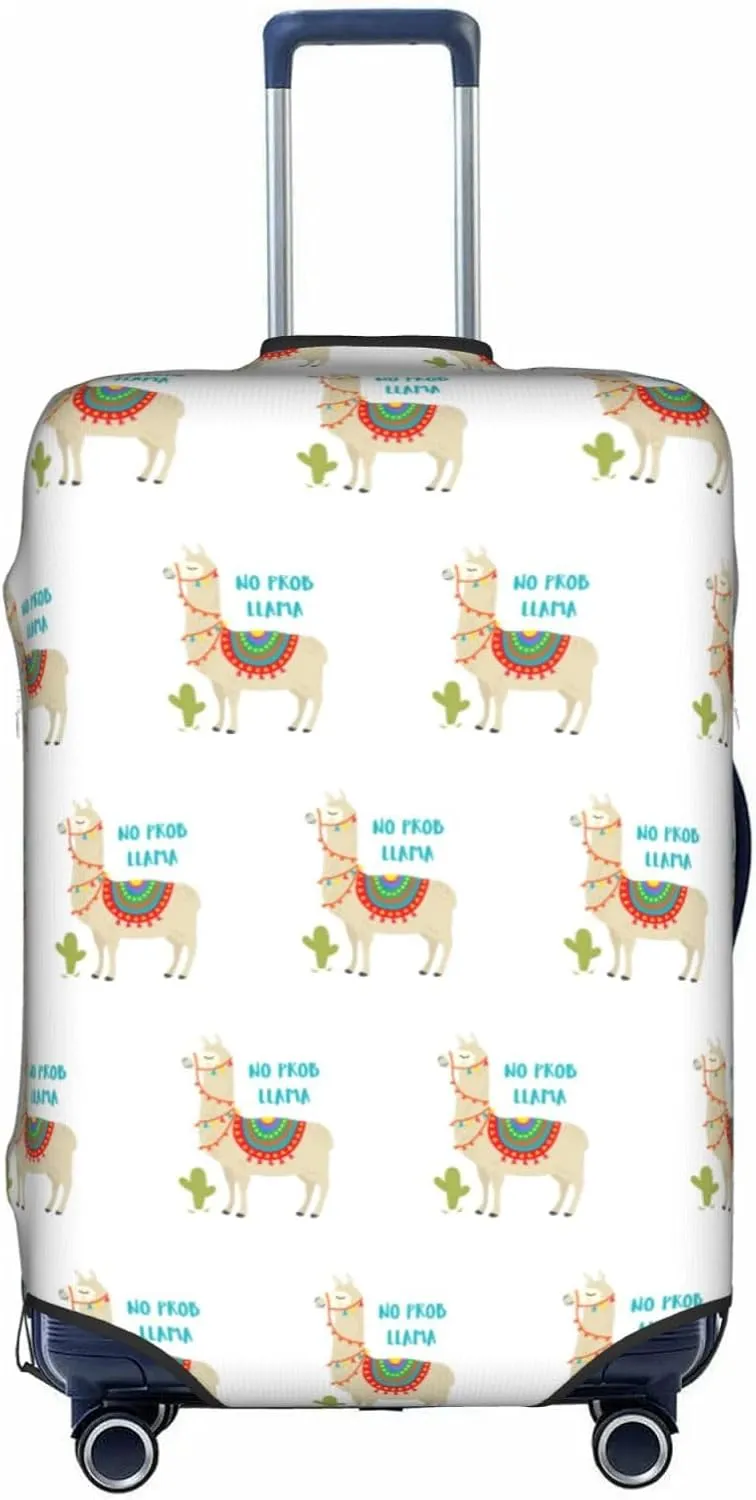 Cute Cartoon Llama Cactus Travel Box Protective Cover,Travel Luggage Cover,Suitcase Protector Fits 18-32 In,Suitcase Cover