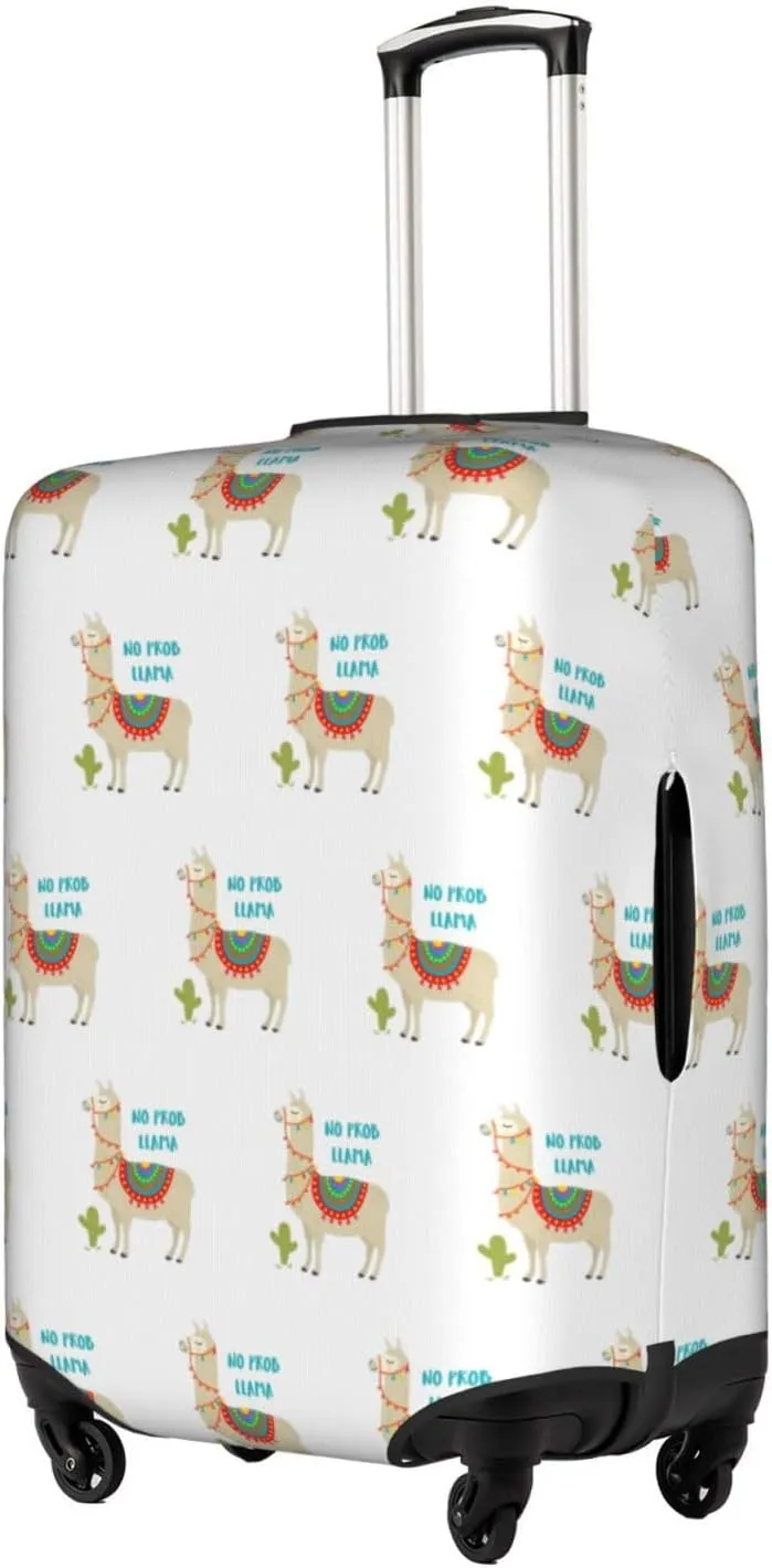 Cute Cartoon Llama Cactus Travel Box Protective Cover,Travel Luggage Cover,Suitcase Protector Fits 18-32 In,Suitcase Cover