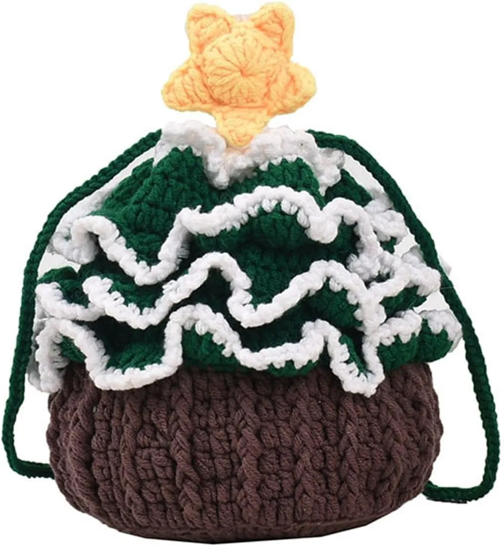 Cute Creative Woolen Crochet Phone Bag Mini HandBags Purse Hand-Woven Candy Bags