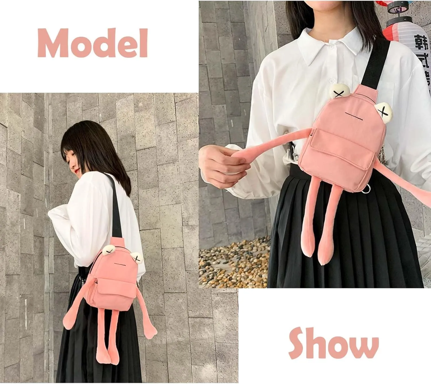 Cute Frog Crossbody Bag Unique Sling Shoulder Bag Backpack One Strap Messenger Plush Daypack