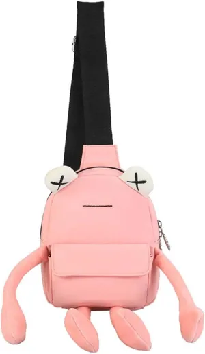 Cute Frog Crossbody Bag Unique Sling Shoulder Bag Backpack One Strap Messenger Plush Daypack