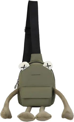 Cute Frog Crossbody Bag Unique Sling Shoulder Bag Backpack One Strap Messenger Plush Daypack