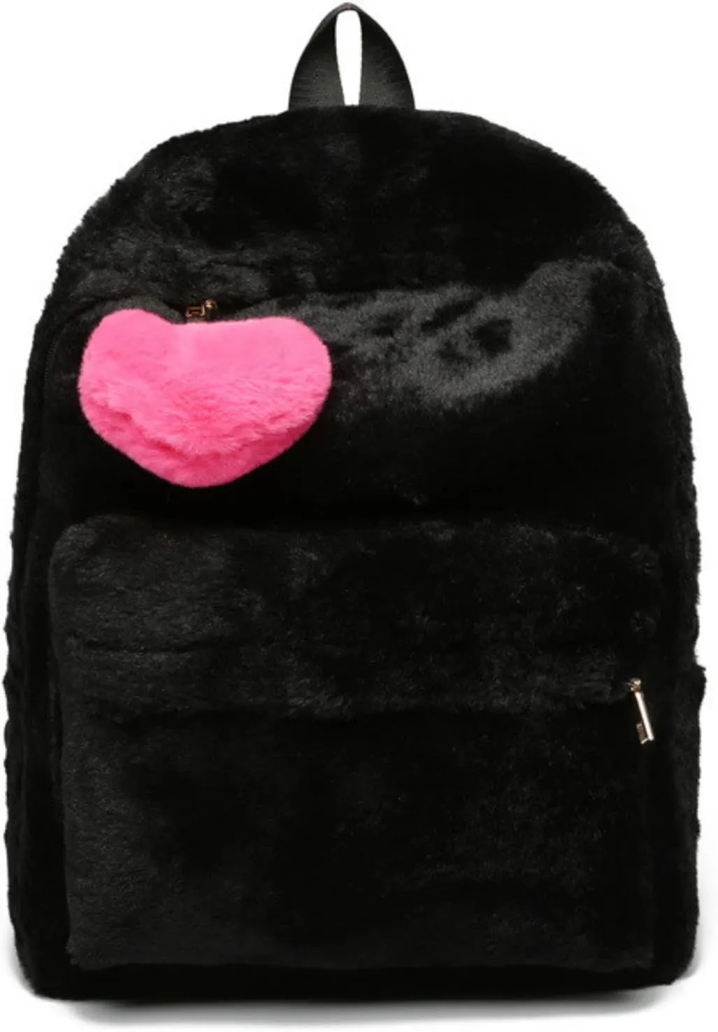Cute Fuzzy Backpack for Women, Aesthetic SHoulder Bag Fluffy Plush Backpack, Kawaii Furry Plush Daypack Purse(Black)