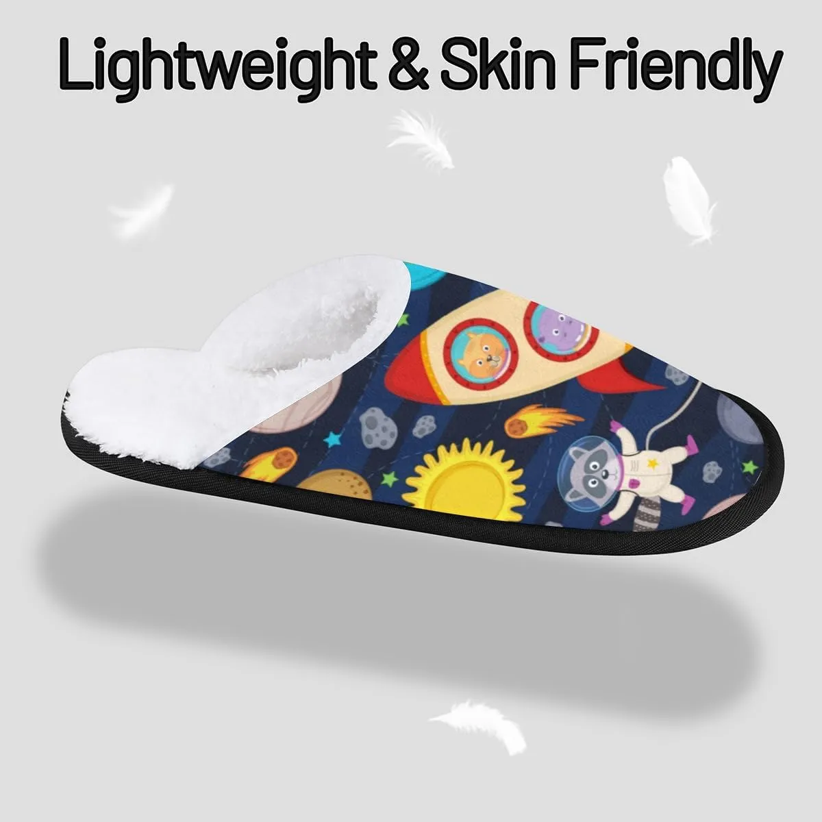 Cute White Cat Flower Winter Spa Slippers for Women Men House Slippers Soft Memory Foam Slippers Non-Slip Indoor Outdoor Travel Bedroom Shoes M