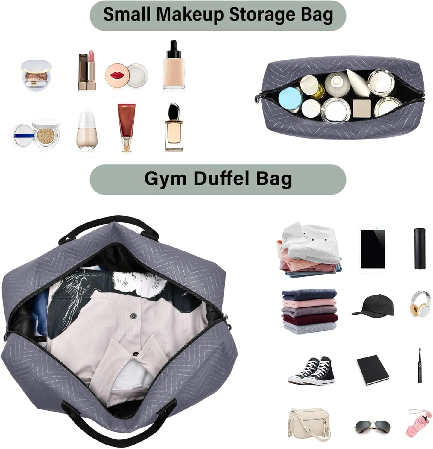 Dark Blue Custom Travel Duffel Bag with Toiletry Bag Personalized Weekender Bag for Travel Business Sports Large Overnight Bag Gym Duffel Bag for Women & Men