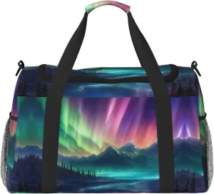 Dark Northern Lights print Weekender Overnight Carry On Bag Gym Luggage Bag Duffel Bag for Travel Women