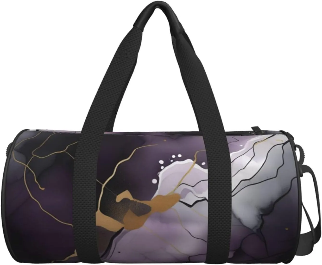 Dark purple texture marble Printed Travel Bag,Round Personal Item Storage bag,Foldie Duffel Bag for Traveling Vacation,Fitness,Sports