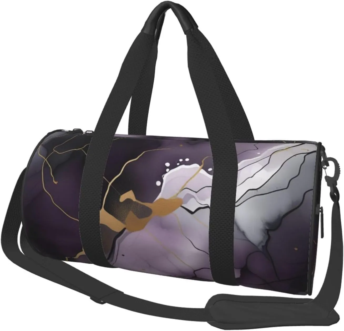 Dark purple texture marble Printed Travel Bag,Round Personal Item Storage bag,Foldie Duffel Bag for Traveling Vacation,Fitness,Sports