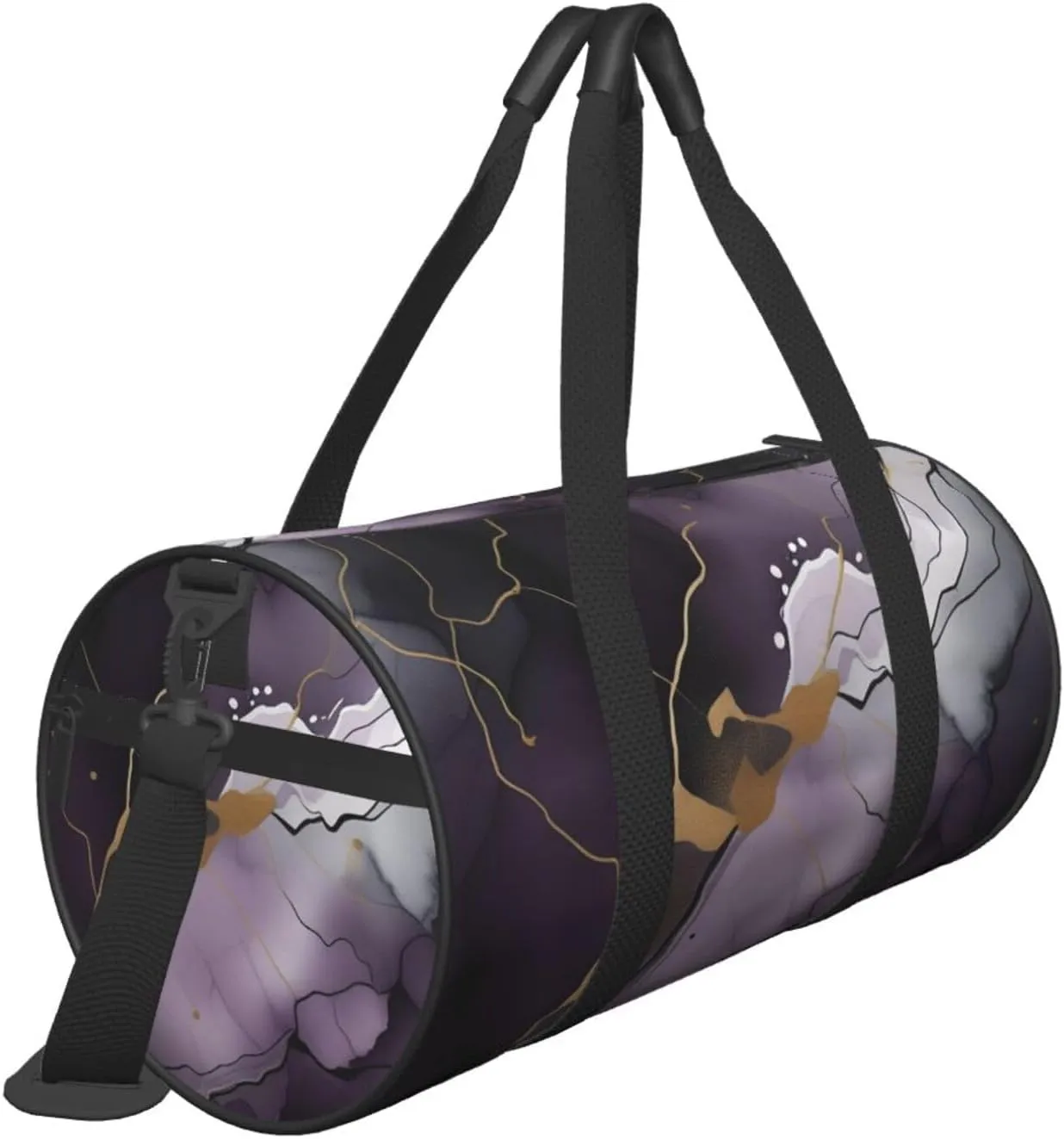Dark purple texture marble Printed Travel Bag,Round Personal Item Storage bag,Foldie Duffel Bag for Traveling Vacation,Fitness,Sports