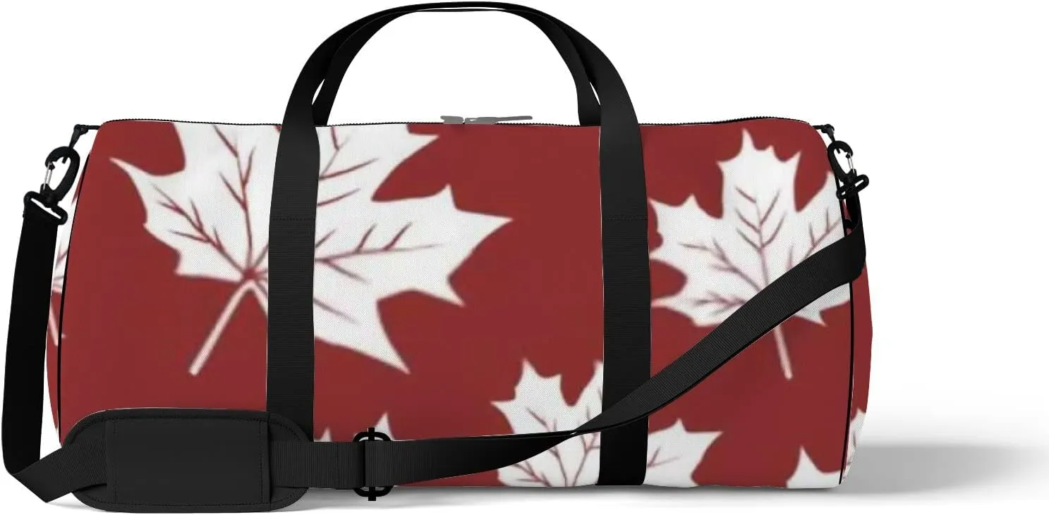 dark red maple leaf vector seamless pattern for wallpaper, background, cover, greeting card, fabric textile Sports Bag Tote Bag Waterproof Gym Bag with Shoulder Strap Zipper 2 Side Pockets for Men and Women, Travel and Storage Shoulder Bag.