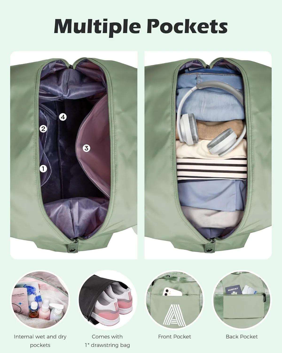 Daughter Gifts, Initial Travel Duffel Bag, Sports Bag, Personalized Weekender Bag with Shoulder Strap, Monogram Overnight Bag, Gift for Friend Sister Women gifts (Letter W)