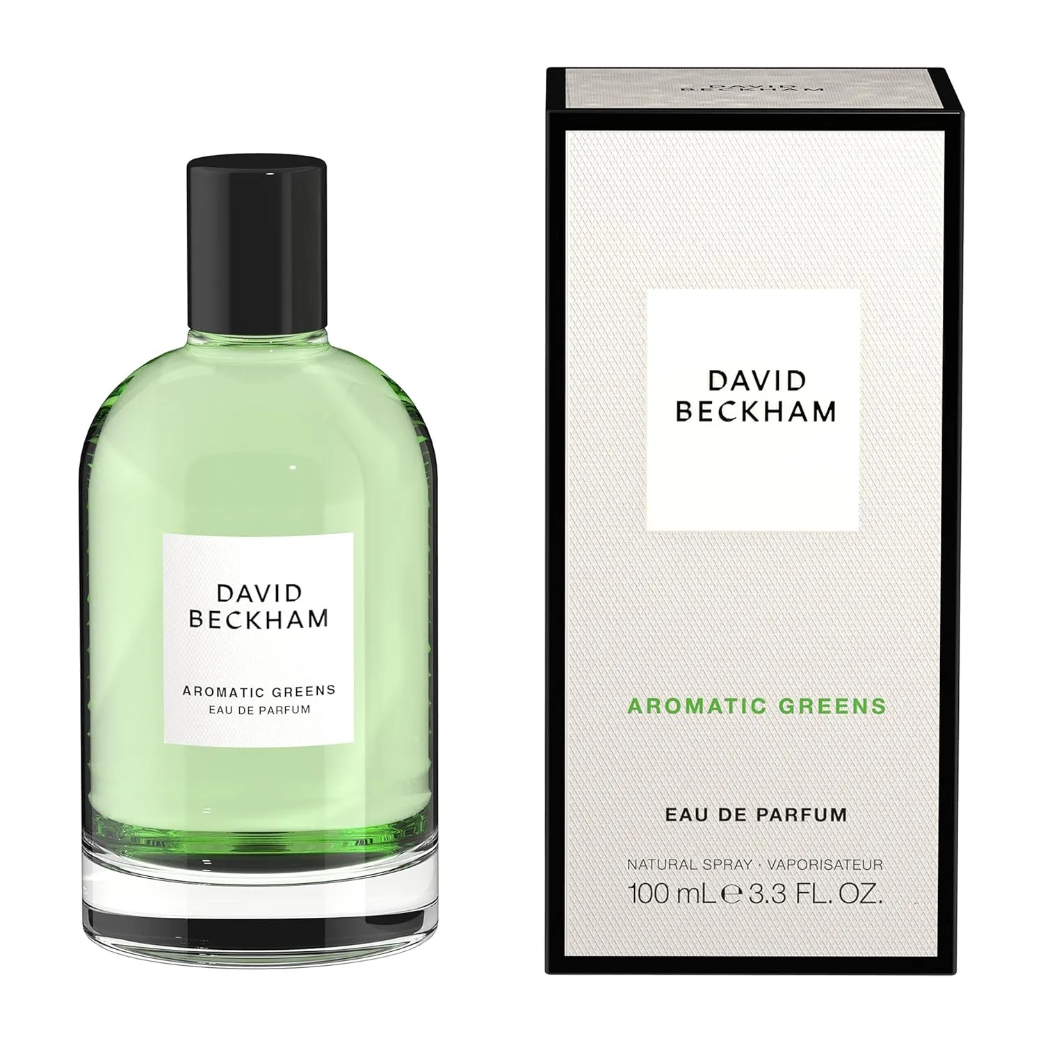 David Beckham Aromatic Greens Eau de Parfum 3.3 fl oz (Pack of 1), Notes of Lemon, Green Apple, and Cedarwood, Men's Fragrance, Long Lasting, Everyday Fragrance, Travel Size