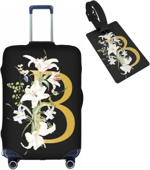 Decorative B Suitcase Protectors Elastic Washable Luggage Covers With Concealed Zippers For 18-32 Inch Luggage (Size S: Fits 18-21 Inch)
