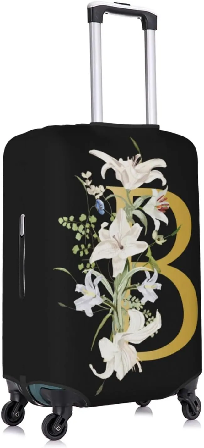 Decorative B Suitcase Protectors Elastic Washable Luggage Covers With Concealed Zippers For 18-32 Inch Luggage (Size S: Fits 18-21 Inch)