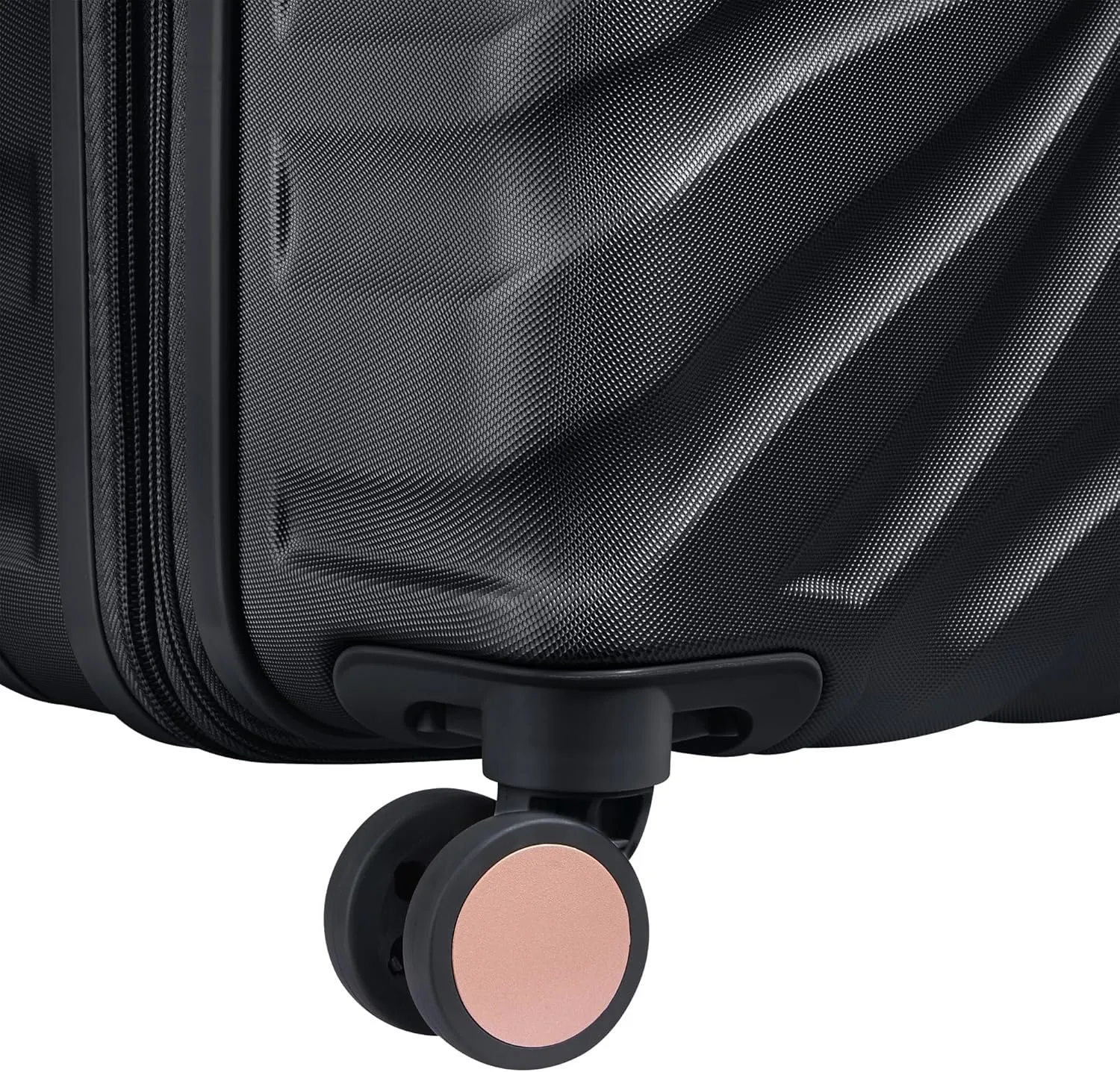 DELSEY PARIS Alexis Hardside 3-Piece Luggage Set, Expandable With 4 Spinner Wheels, Lightweight Suitcase, 21" Carry-On, 25" Checked Medium, 29" Checked Large, Black/Rose Gold