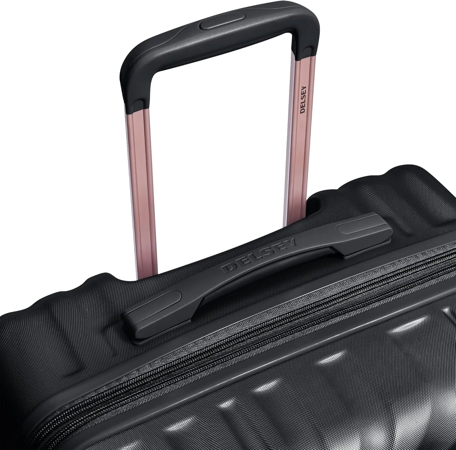 DELSEY PARIS Alexis Hardside, Medium Checked, Expandable Luggage with 4 Spinner Wheels, Lightweight Suitcase, 25-Inch, Black/Rose Gold