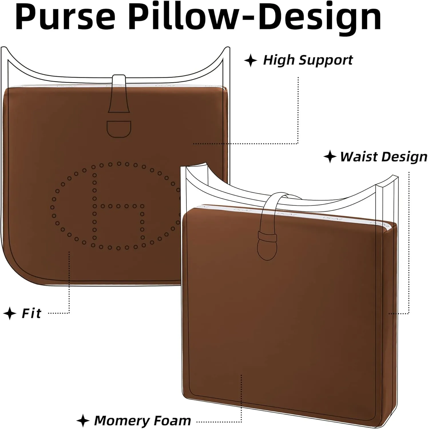 DGAZ Bag Pillow Shaper Insert for Luxury Handbags, Silky Pillow Shaper for Hermes Evelyne mini/29/33/40 Bags(Gold,Mini)