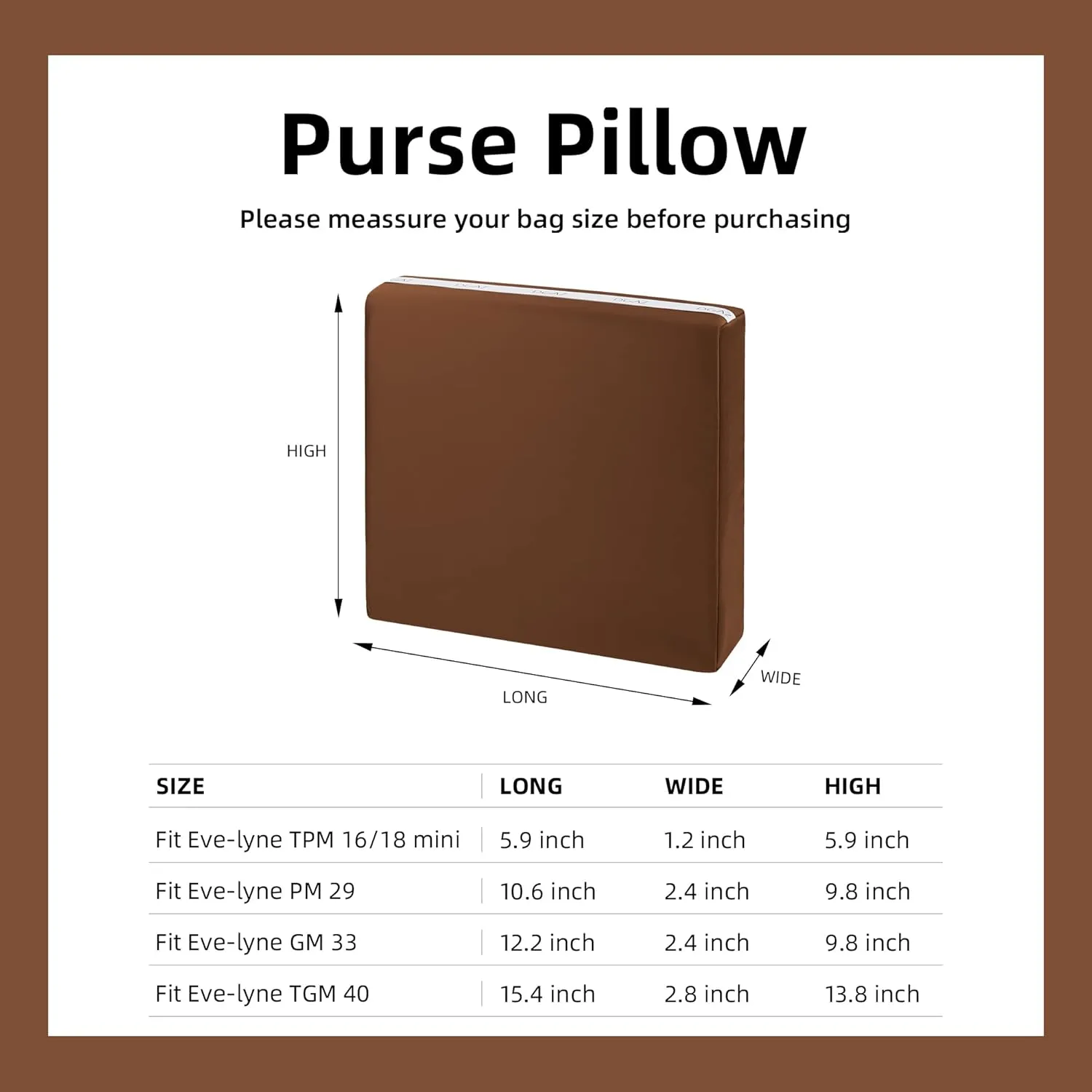 DGAZ Bag Pillow Shaper Insert for Luxury Handbags, Silky Pillow Shaper for Hermes Evelyne mini/29/33/40 Bags(Gold,Mini)