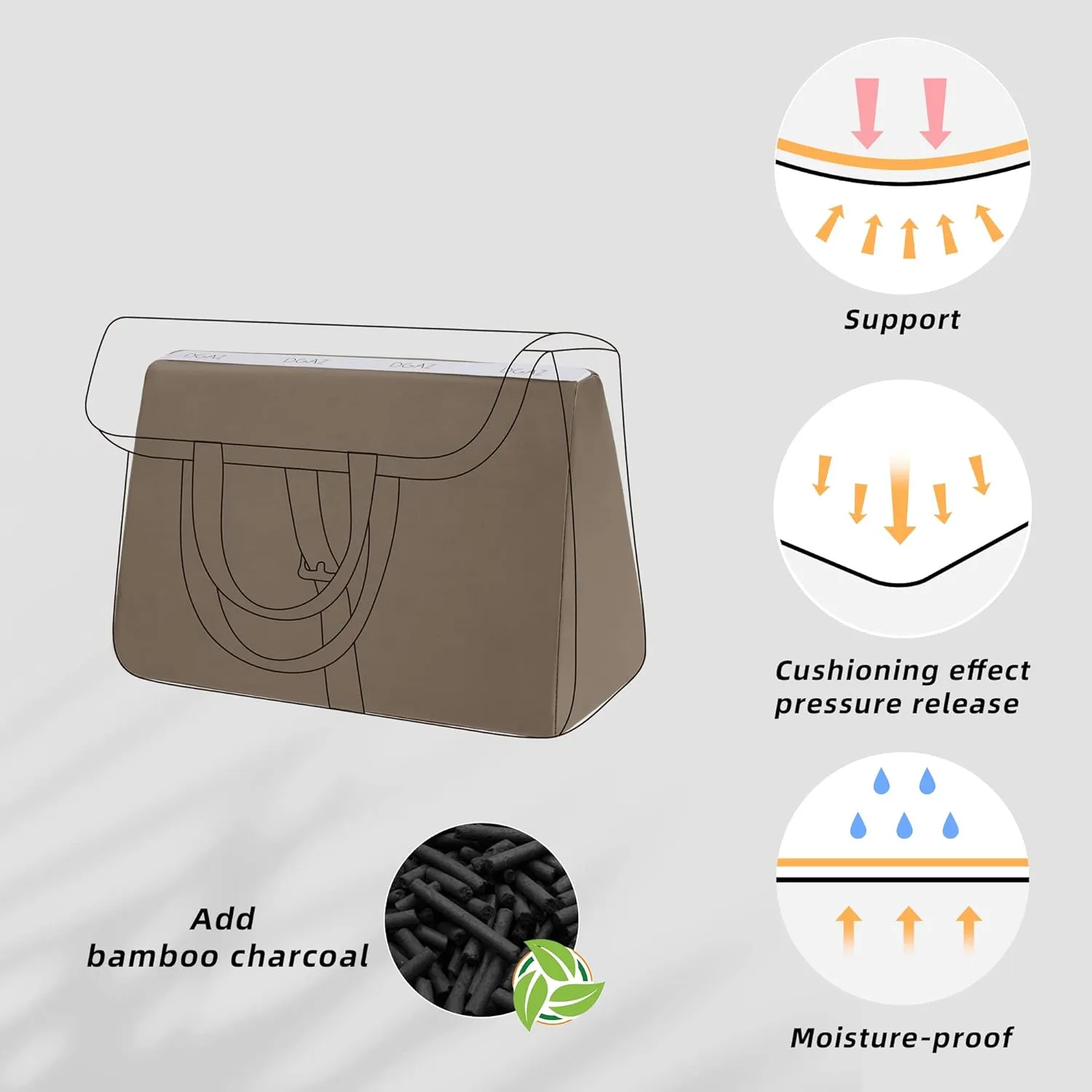 DGAZ Purse Pillow Insert for Hermes Halzan Bags, Memory Foam, Silky Pillow Shaper for Luxury Handbags(Etoupe Grey,Halzan25)