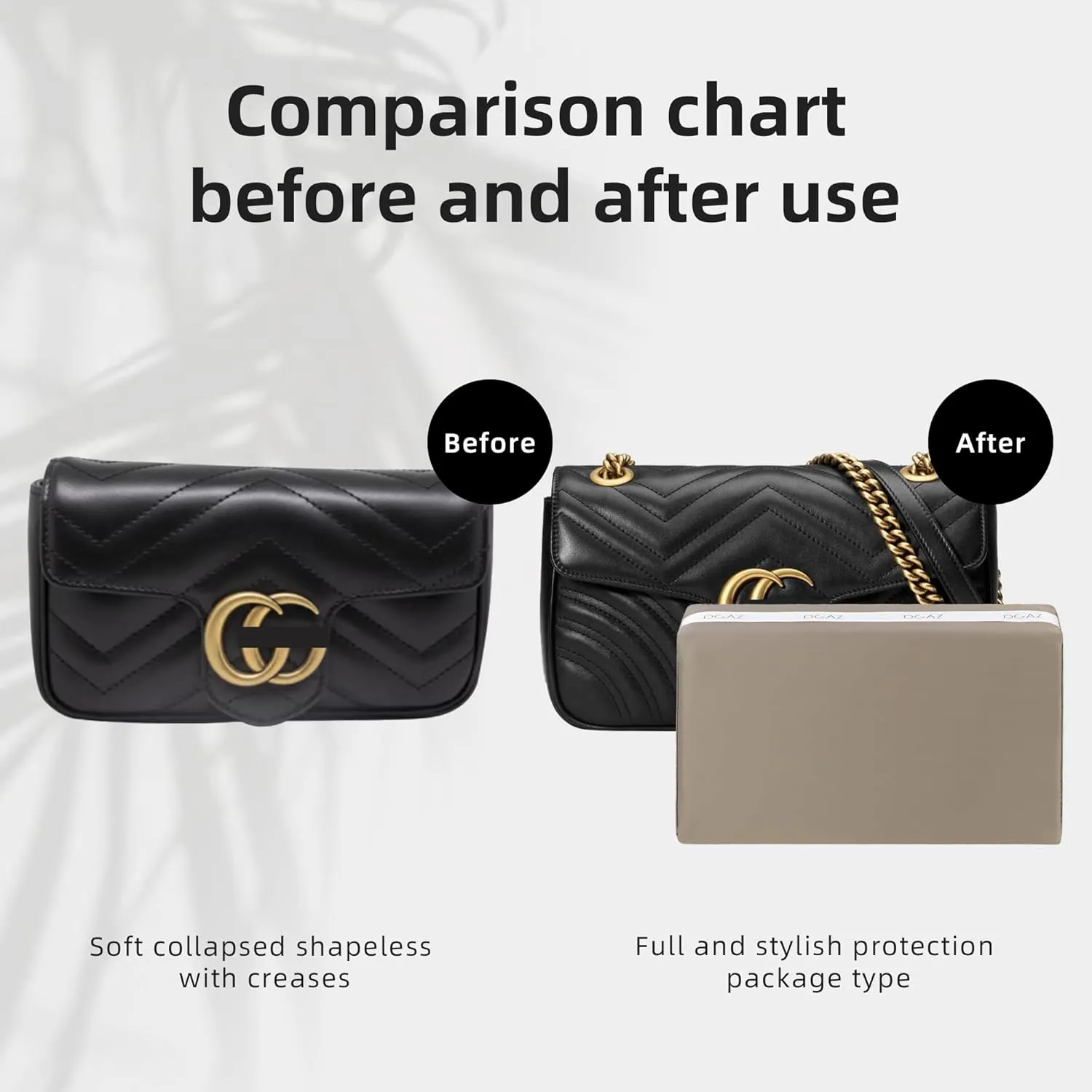 DGAZ Purse Pillow Shaper Insert for Gucci Marmont Bag, Silky Pillow Shaper for Luxury Handbags(Gris Tourterelle,Marmont26)