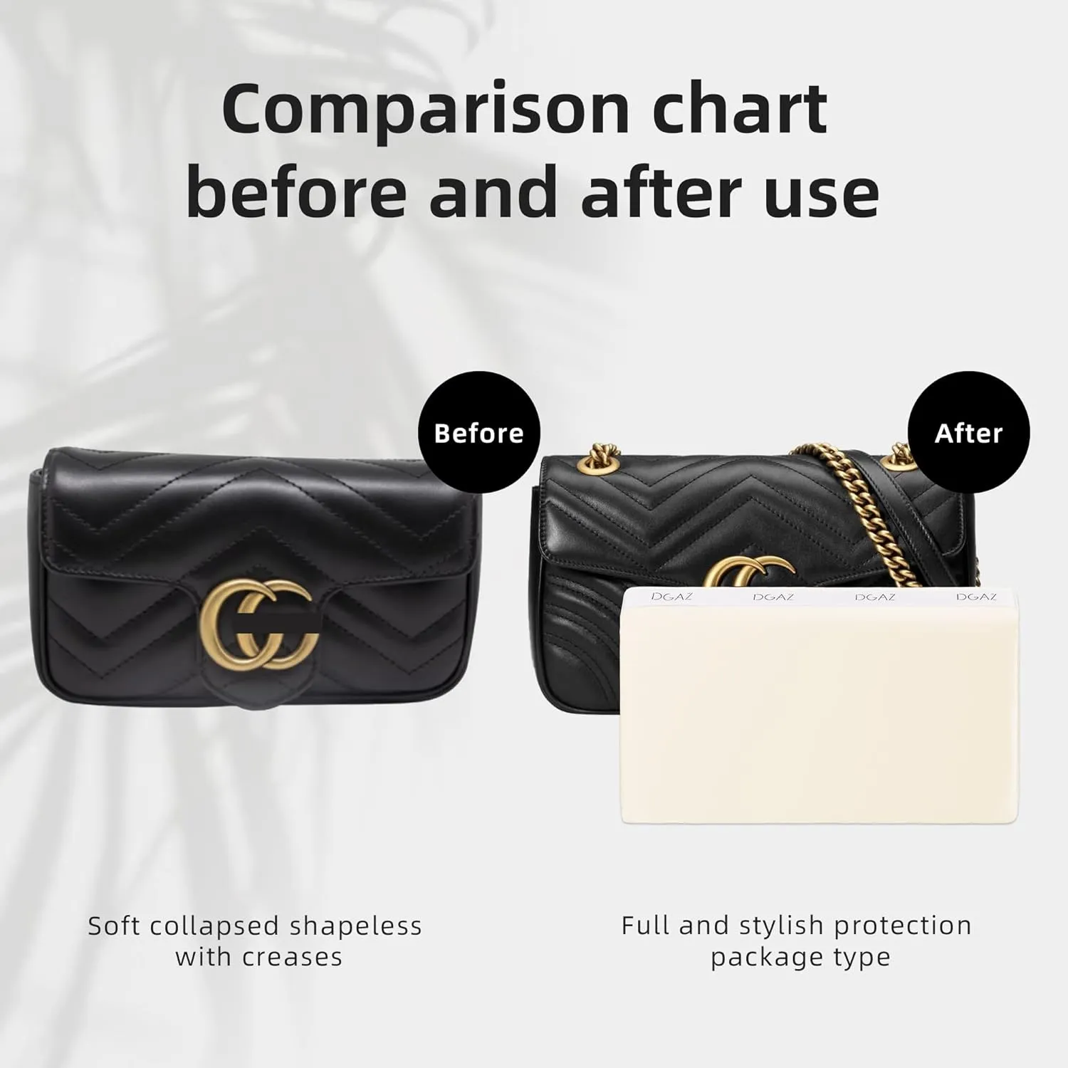 DGAZ Purse Pillow Shaper Insert for Gucci Marmont Bag, Silky Pillow Shaper for Luxury Handbags(Nata,Marmont26)