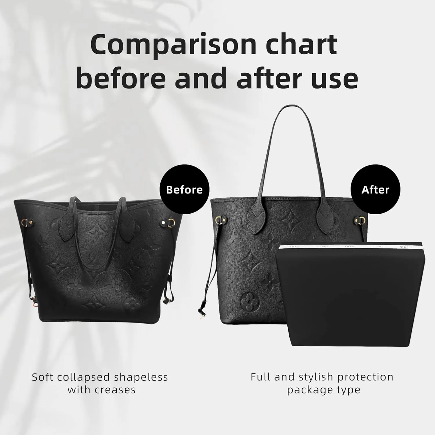 DGAZ Purse Pillow Shaper Insert for Neverfullbag, Silky Pillow Shaper for Luxury Handbags(Black,MM)