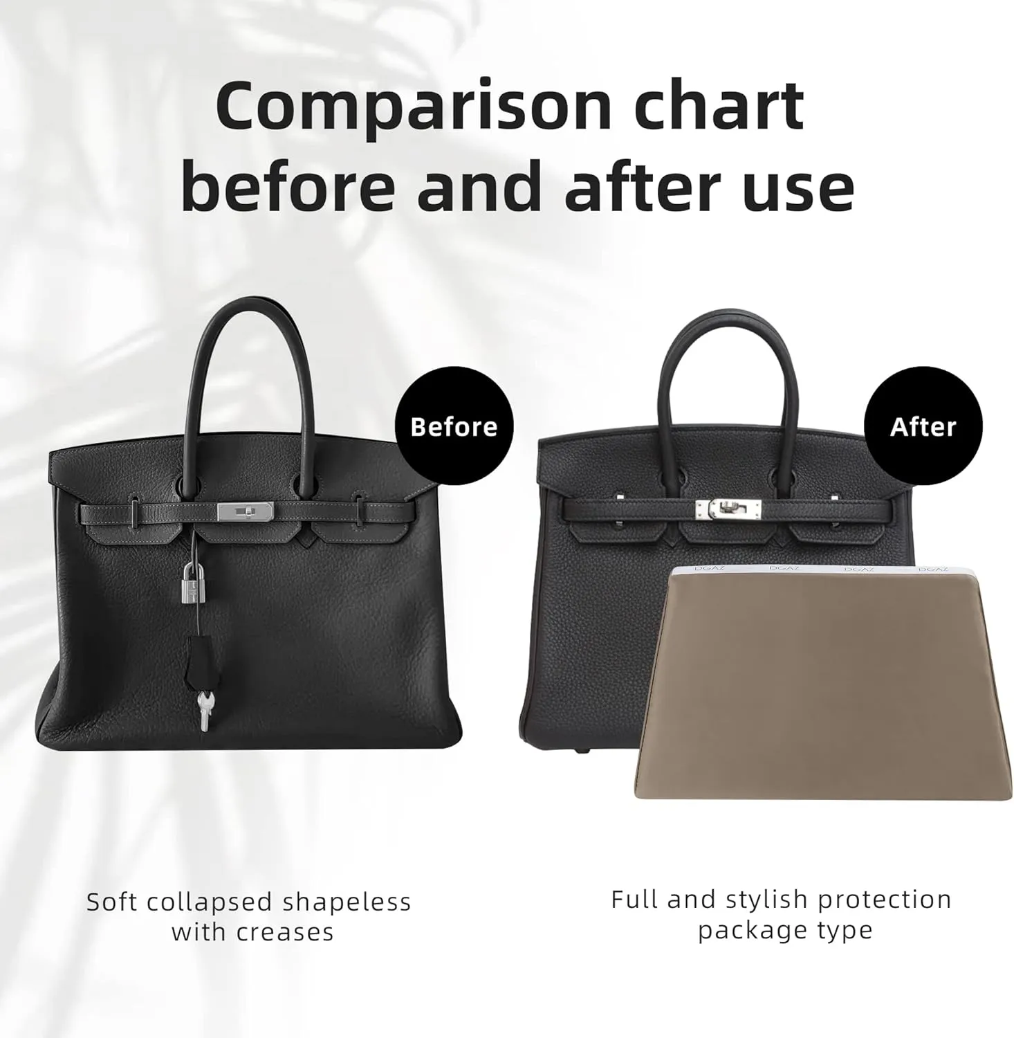 DGAZ Purse Pillow Shaper Insert,Luxury Handbag Tote Shapers, Memory Foam- Fits Birkin 20/25/30/35/40/45/50 Bag(Etoupe Grey,BK25 Retourne)