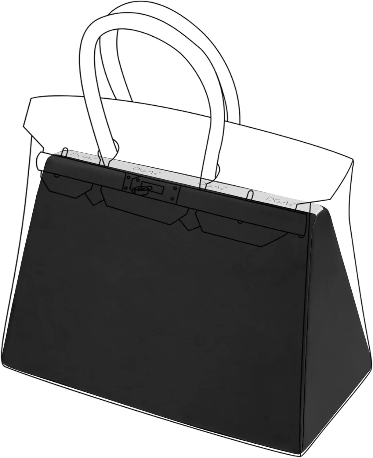 DGAZ Purse Pillow Shaper Insert,Luxury Handbag Tote Shapers, Memory Foam- Fits Birkin 25/30/35/40 Bag (Black, BK30 Retourne)