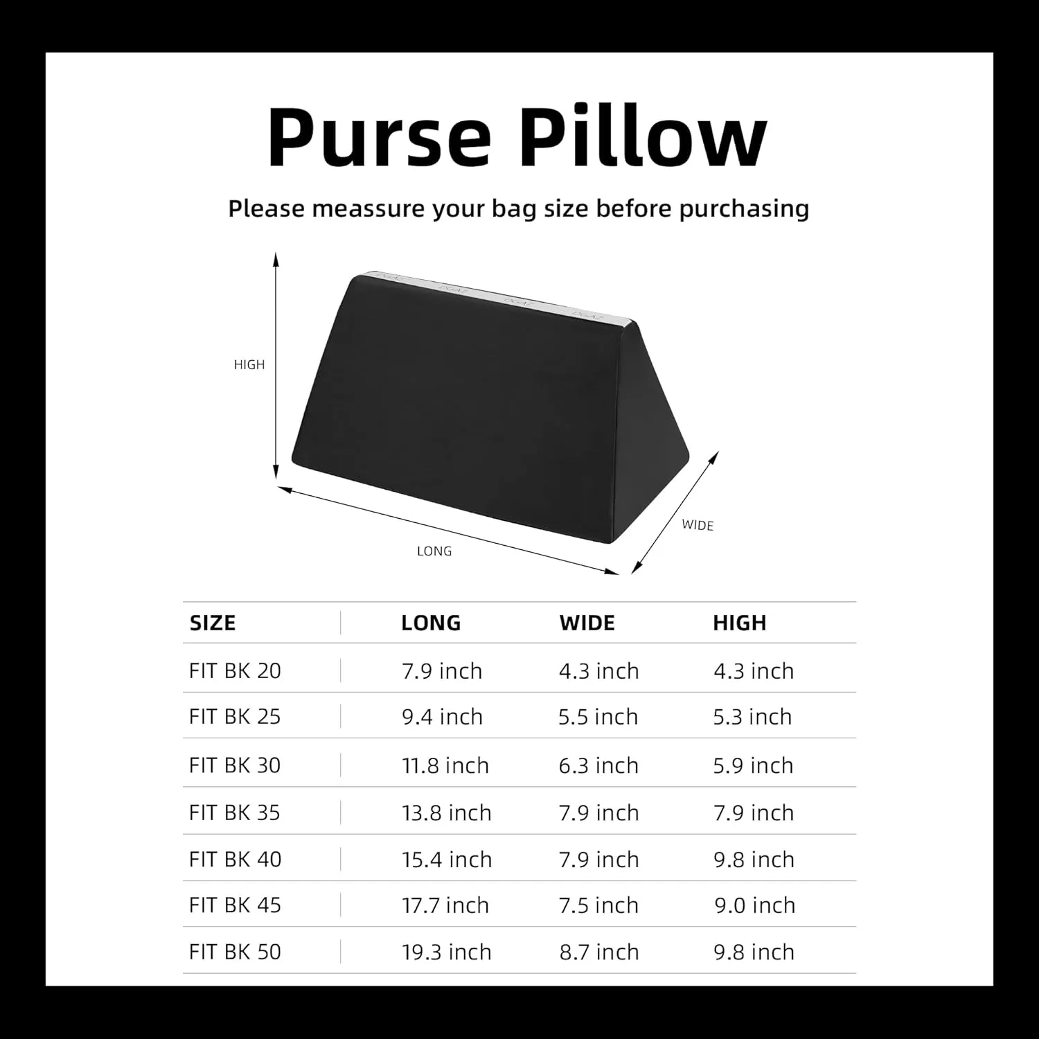 DGAZ Purse Pillow Shaper Insert,Luxury Handbag Tote Shapers, Memory Foam- Fits Birkin 25/30/35/40 Bag (Black, BK30 Retourne)